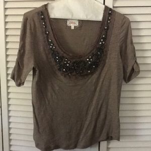 Anthropologie beaded t shirt size Small